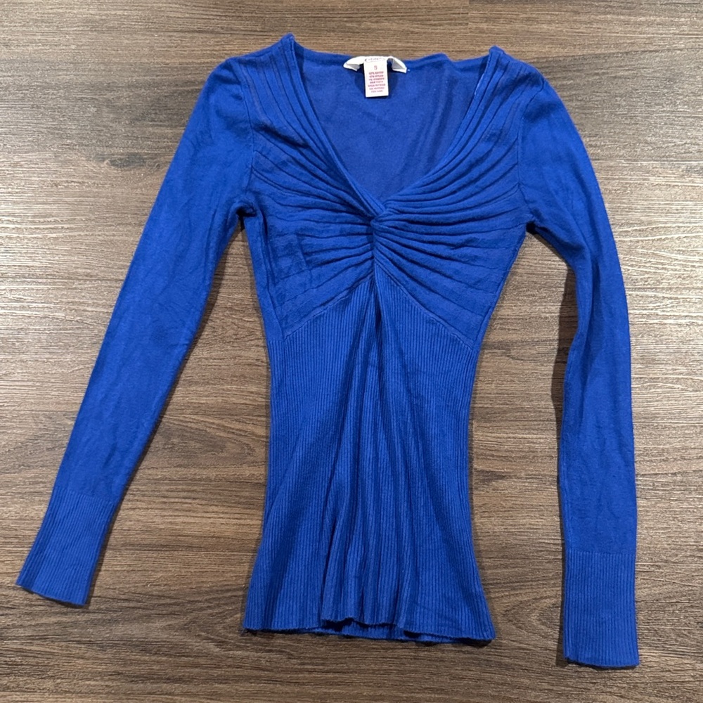Candie's Vibrant Blue Long Sleeve Top Sweater Knot Front